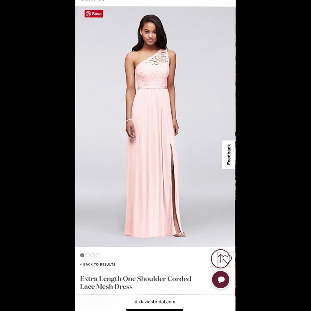 One Shoulder Corded Lace Mesh Dress -DB- 4XLF17063 - petal pink - size 14